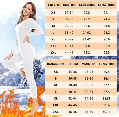 Miniatura 4 de SIMIYA Conjunto de ropa interior térmica para mujer, manga larga, corte libre, forro polar, capa base para clima frío