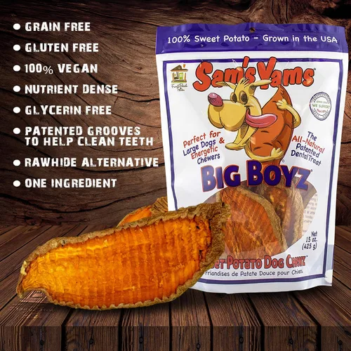 Miniatura 4 de Sams Yams Golosinas de batata para perros, golosinas saludables para perros grandes – Golosinas para perros dulces hechas en Estados Unidos