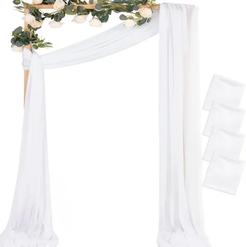 Miniatura 9 de MLMC 1 panel de tela para arco de boda azul bebé, 29 x 20 pies, cortinas de gasa extralargas transparentes de 6.6 yardas, paneles de cortinas