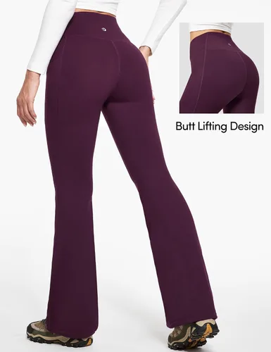 Miniatura 2 de IUGA Pantalones con forro polar para mujer, resistentes al agua, pantalones de senderismo para invierno, leggings acampanados con bolsillos, corte