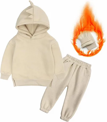 Miniatura 2 de TBUIALL Conjunto de dos piezas para niños pequeños, de manga larga, color liso, sin botones, para correr, ropa para bebé