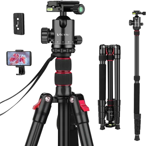 Miniatura 12 de Trípode para Cámara de 82" de Alto Uso Pesado, Trípode Monópode de Aluminio DSLR Victiv para Fotografía de Viaje, Soporte de Cámara Profesional
