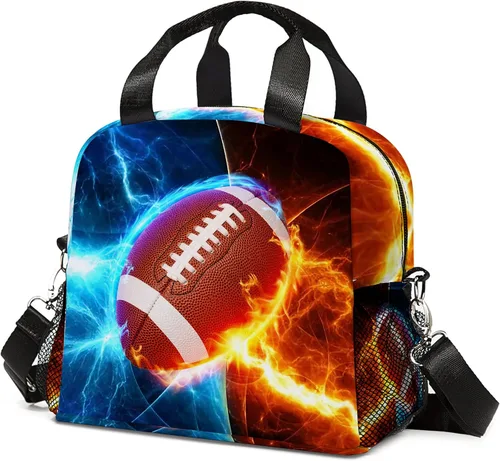 Miniatura 13 de Bolsa de almuerzo de fútbol con aislamiento, bolsa de comida de gran capacidad para niños, mujeres y hombres, bolsa enfriadora, impermeable, correa