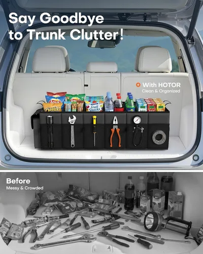 Miniatura 2 de HOTOR Organizador de maletero para coche y SUV, organizador de automóvil resistente con enfriador extraíble, organizador de maletero plegable grande