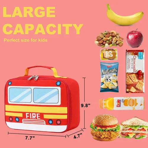 Miniatura 5 de Mochila para niños pequeños, preescolar, autobús, bolsa de libros 3D para jardín de infantes con lonchera aislante