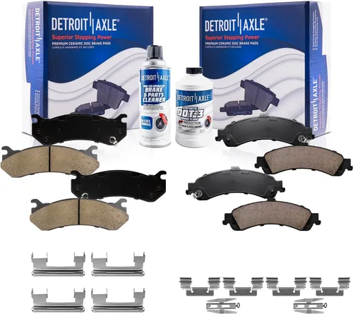 Detroit Axle - Pastillas de freno para Chevy Silverado 1500 GMC Sierra 1500 2001-2005, Yukon XL Avalanche Suburban 1500 Tahoe Cadillac Escalade ESV