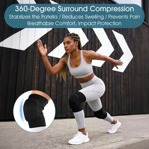 Miniatura 6 de Rodilleras de voleibol, 1 par de rodilleras negras suaves para mujeres, jóvenes y niñas, para deportes, baile, fútbol, yoga, tenis, correr