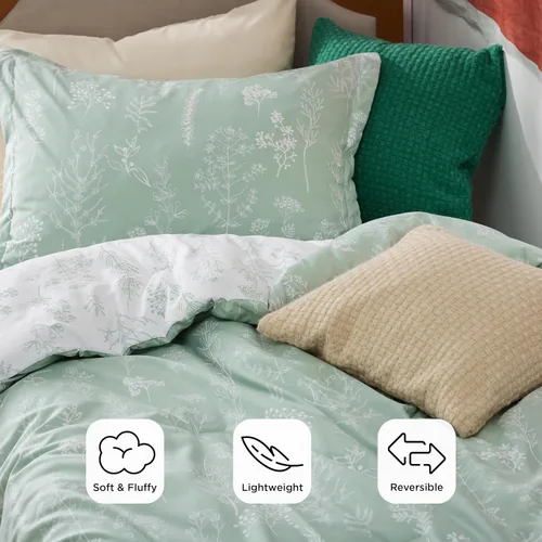 Miniatura 6 de Bedsure Juego de edredón de tamaño individual o individual XL, color verde salvia, lindo, floral, regalo para mujer, 2 piezas, 1 suave edredón 01