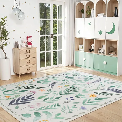 Miniatura 345 de Syalife 4x6 Alfombra Lavable para Área, Ultra Suave Antideslizante, Pila Baja, Alfombra Vintage Resistente a Manchas para Sala de Estar, Alfombra