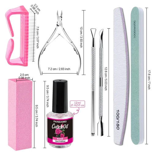 Miniatura 2 de FANDAMEI Limas de uñas y amortiguadores, herramientas de manicura kit de cuidado de uñas con lima de uñas, bloque de pulidor de uñas, cuidado
