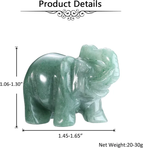 Miniatura 4 de Jovivi 2 piezas de piedras preciosas curativas talladas naturales de elefante de cristal, estatuas de 1.5 pulgadas, decoración del hogar, decoración