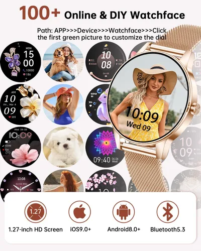 Miniatura 7 de Reloj inteligente para mujer (respuesta/hacer llamadas), reloj de seguimiento de actividad física de 1.27 pulgadas con más de 130 modos deportivos