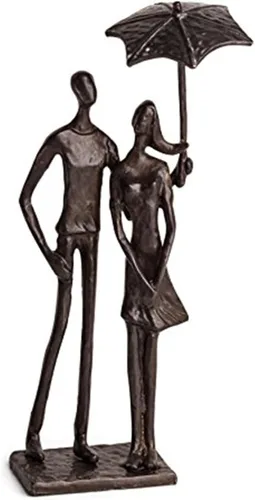 Danya B Escultura de bronce de pareja amorosa bajo el paraguas – Diseño moderno y elegante – Arte de metal – Decoración contemporánea para el hogar