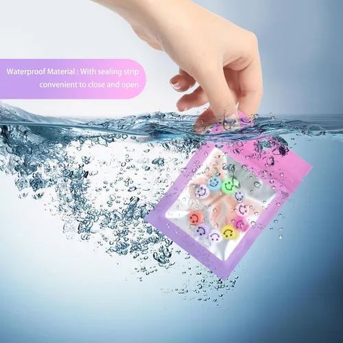 Miniatura 39 de 120 bolsas de tereftalato de polietileno a prueba de olores, bolsa de embalaje holográfica resellable con ventana transparente para alimentos