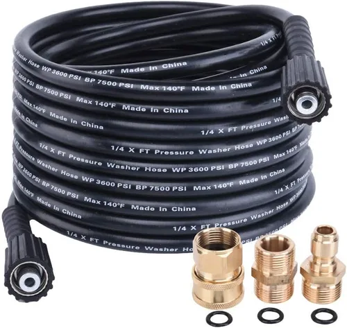 Manguera de lavadora de alta presión de 25 pies, manguera de lavado de potencia mejorada para reemplazo y extensión, M22 0.551 in o M22 0.591 in
