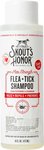 Skout's Honor Champú para pulgas y garrapatas para perros, fórmula natural de menta y madera de cedro, ayuda a proteger de y contra pulgas,