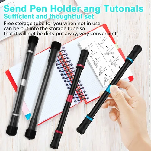 Miniatura 6 de AYXXZJD 4 bolígrafos giratorios giratorios para juegos, para juegos, dedo volador giratorio para adultos, suministros de oficina con manual