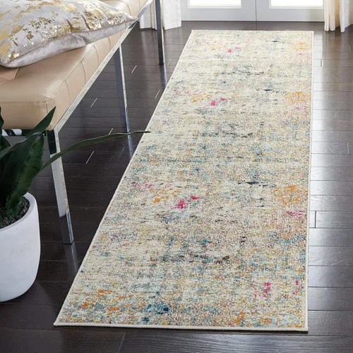 Miniatura 37 de SAFAVIEH MAD425H Madison Collection Alfombra decorativa cuadrada de 3', gris/naranja, diseño abstracto bohemio desgastado, no desprende pelusa