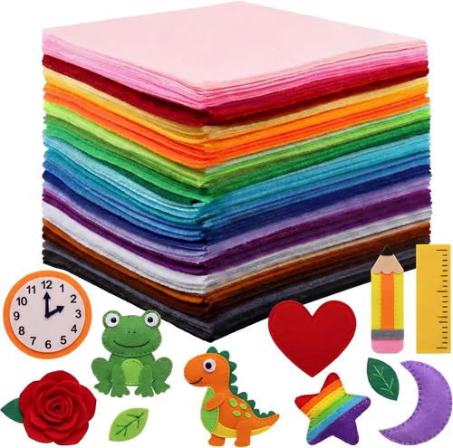 Miniatura 20 de Moukeren 460 piezas, hojas de fieltro de 4 x 4 pulgadas, paquete grande, 1 mm de grosor, tela de fieltro suave, 20 colores surtidos
