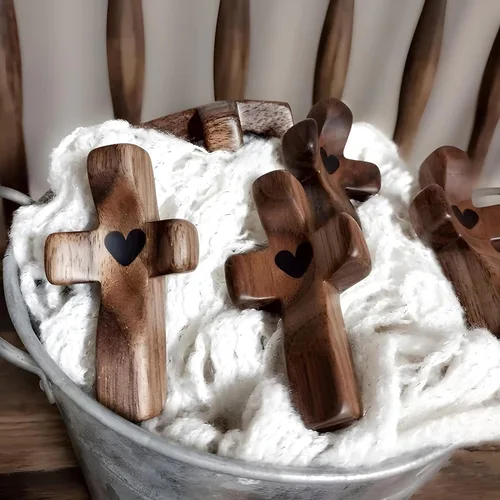 Miniatura 3 de Cruz de oración de bolsillo de madera, paquete de 105 cruces de madera de mano para iglesia, regalo cristiano, ministerio, regalos de escuela