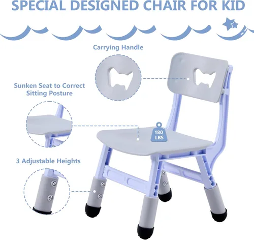 Miniatura 3 de Set de mesa y sillas para niños GTOLV (2 sillas), juego de mesa y sillas ajustables en altura para niños de 3 a 8 años con escritorio para grafiti