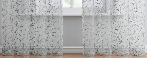 Miniatura 4 de Warm Home Designs Par de 2 cortinas de longitud corta de 54 pulgadas de ancho x 63 pulgadas de largo, cortinas transparentes bordadas con bordado