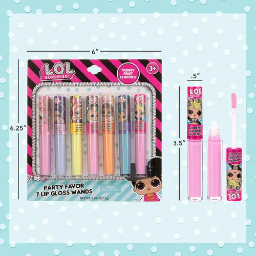 Miniatura 8 de L.O.L Surprise - Paquete de 7 brillos de labios para niñas, brillo labial Lol