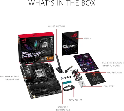 Miniatura 6 de ASUS ROG STRIX X670E-F GAMING WIFI AMD X670 AM5 Ryzen™ Desktop 9000 8000 y 7000 ATX placa base, 18+2 etapas de potencia, DDR5, 4 ranuras M.2