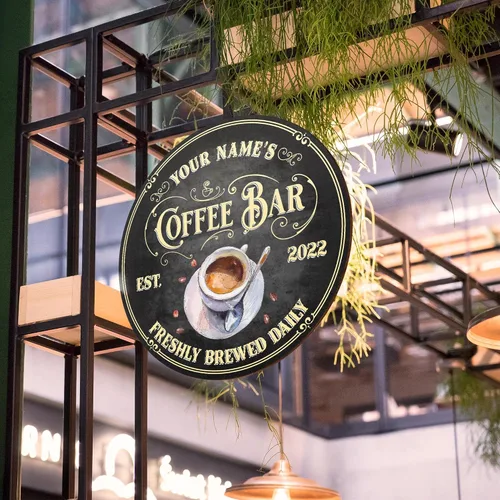 Miniatura 7 de Artsy Woodsy Letrero personalizado de madera para barra de café (no tallada o neón), placa de pared para decoración de cocina, regalos 01