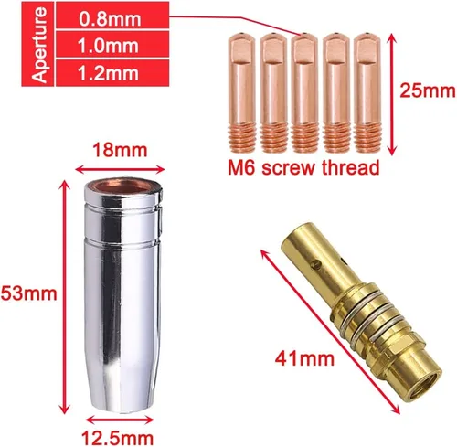 Miniatura 2 de 15AK MB15 Boquillas de contacto Soportes para puntas de contacto MAG/MIG Kit de consumibles para soldador Herramientas de soldadura Accesorios