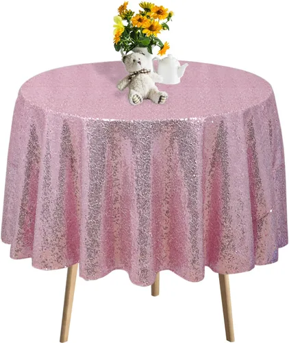 Miniatura 31 de DUOBAO Mantel Redondo Amarillo de 60 Pulgadas Mantel de Mesa con Lentejuelas Decoración de Cumpleaños Manteles con Lentejuelas Manteles de Mesa
