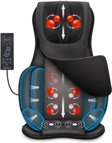 Miniatura 10 de Snailax Masajeador Shiatsu de Cuello y Espalda con Calor, Masajeador de Cuello de Altura Ajustable con Rodillos, Almohada de Masaje para Silla