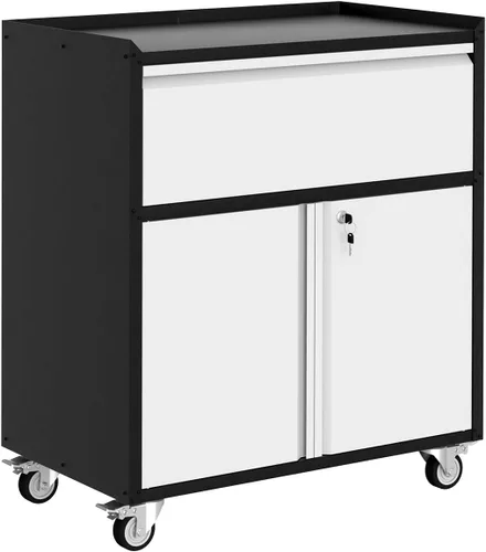 Miniatura 8 de IDEALHOUSE Armario de herramientas rodante resistente con 3 cajones, carrito de almacenamiento de metal industrial para organización de garaje