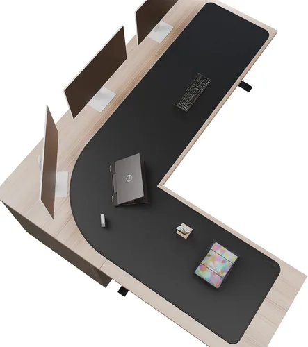 Miniatura 10 de Mydours Almohadilla de escritorio en forma de L, (38"+38") x 13" gran almohadilla de escritorio de cuero PU en esquina, almohadilla de mouse