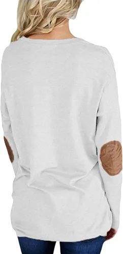 Miniatura 3 de Pink Queen - Blusa suelta de mujer con cuello redondo, camiseta de manga murciélago con parches