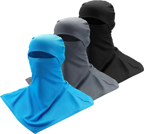 Miniatura 14 de SATINIOR Pasamontañas de 3 piezas, protección solar, cubierta para el cuello, pasamontañas de verano, máscara facial para motocicleta para hombres
