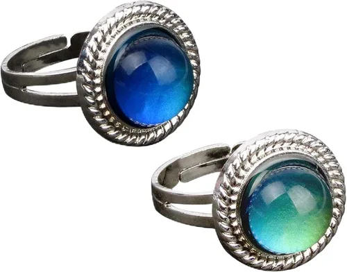 Miniatura 7 de 2 anillos ovalados para el estado de ánimo, estilo retro, ajustable, para amantes y amigos, talla única
