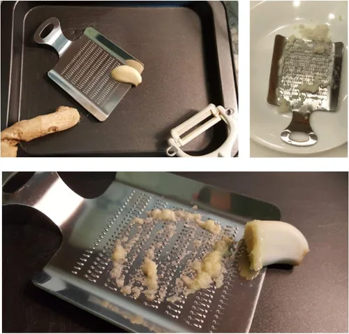 Miniatura 4 de Rallador de verduras de acero inoxidable, ajo, jengibre, fruta, raíz, verduras, cuchara para cocina (pequeño)