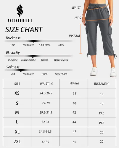 Miniatura 6 de Soothfeel Pantalones capri tipo cargo para mujer con 6 bolsillos, ligeros, de secado rápido, para viajes, senderismo, verano, para mujer
