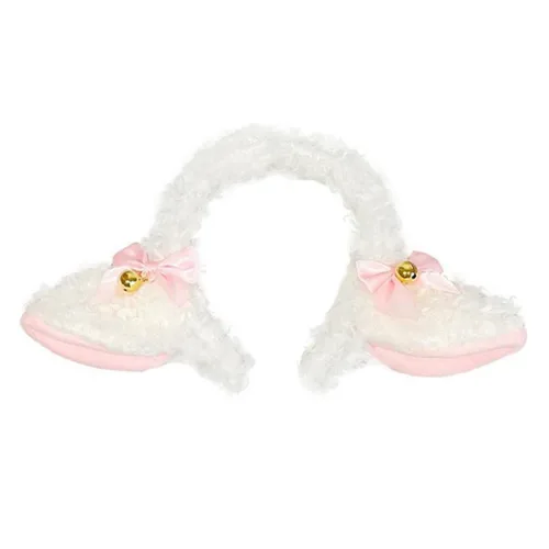 Banda de pelo con orejas de cordero, nudo de lazo, campana, adorno decorativo para el cabello, peluche femenino de dibujos animados, diadema de
