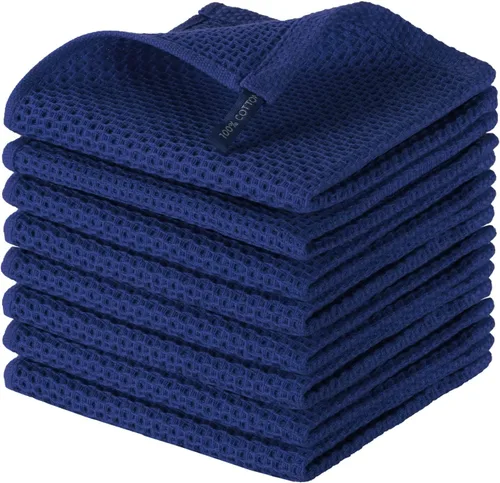 Miniatura 14 de joybest Paños de cocina de algodón, paquete de 8 paños de cocina de tejido de gofre, ultra suaves, absorbentes, paños de secado rápido, trapos