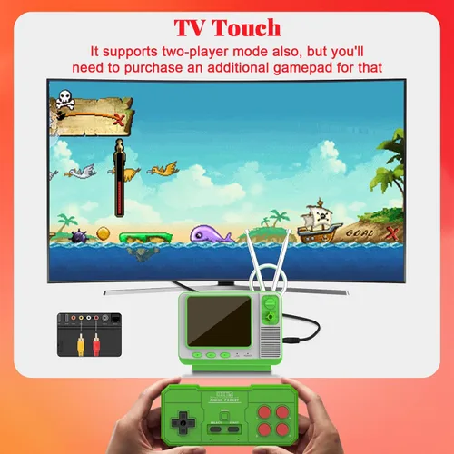 Miniatura 4 de EASEGMER Consola de juegos de mano retro con 168 juegos clásicos, estilo mini TV, pantalla de 3.0 pulgadas, salida AV, soporte para 2 jugadores