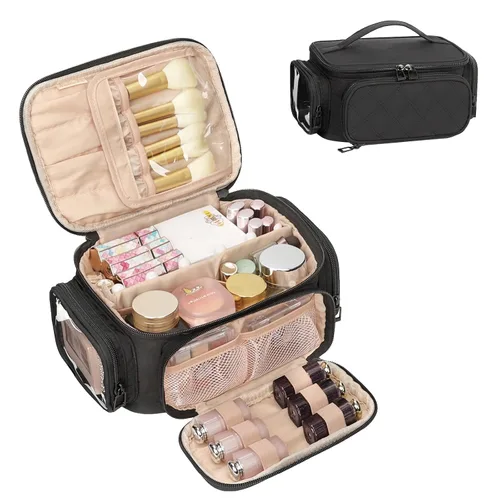 Miniatura 24 de OCHEAL Makeup Bag,Travel Makeup Organizer Bag, Cute Cosmetic Bags for Women Girls Travel Toiletry Bag Traveling With Brush Slot And Divider-Floral