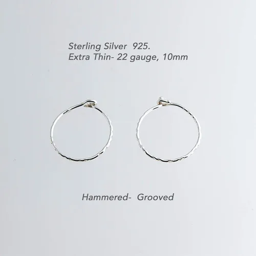 Miniatura 45 de Aretes de plata de ley abiertos para cartílago, tragus, delgados, calibre 22