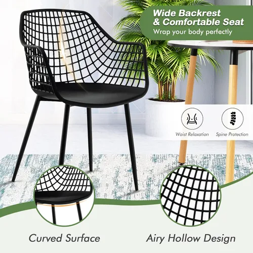 Miniatura 5 de Giantex Juego de 4 sillas de comedor modernas, sillones negros con respaldo de 15 pulgadas de alto, patas de metal con recubrimiento en polvo