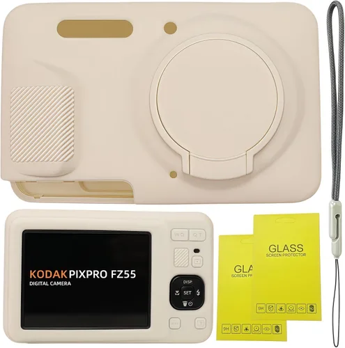Miniatura 9 de Funda para Kodak PIXPRO FZ55, accesorios FZ55, funda protectora de silicona suave con tapa de lente extraíble, viene con 2 protectores de pantalla