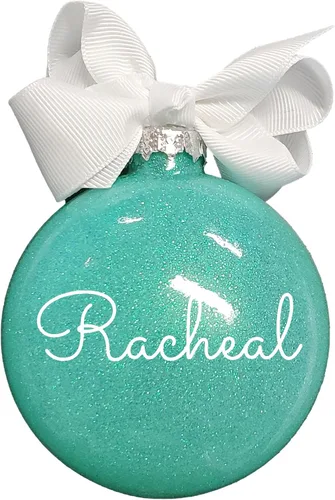 Miniatura 7 de Adorno de Navidad personalizado relleno de purpurina hecho a medida, regalo ideal para fiesta de intercambio de regalos de oficina (Aqua)