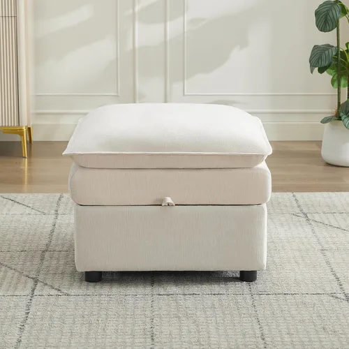 Otomana cuadrada grande de 27 pulgadas con almacenamiento, reposapiés tapizado moderno con patas antideslizantes para sofá, mesa de café, sala de
