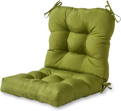 Miniatura 80 de Cojines para silla de exterior con bisagras, diseño de una sola pieza, cojín reversible para asiento y respaldo de patio con lazos, tela