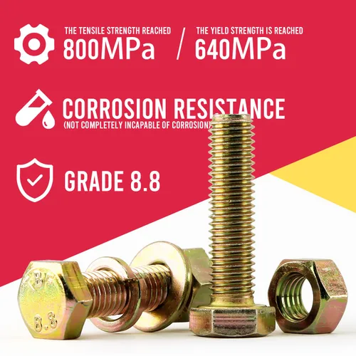 Miniatura 2 de Juego surtido de 860 piezas de pernos métricos de grado 8.8, juego surtido de pernos y tuercas M4 M5 M6, 14 tamaños más comunes, 32.8-131.2 ft